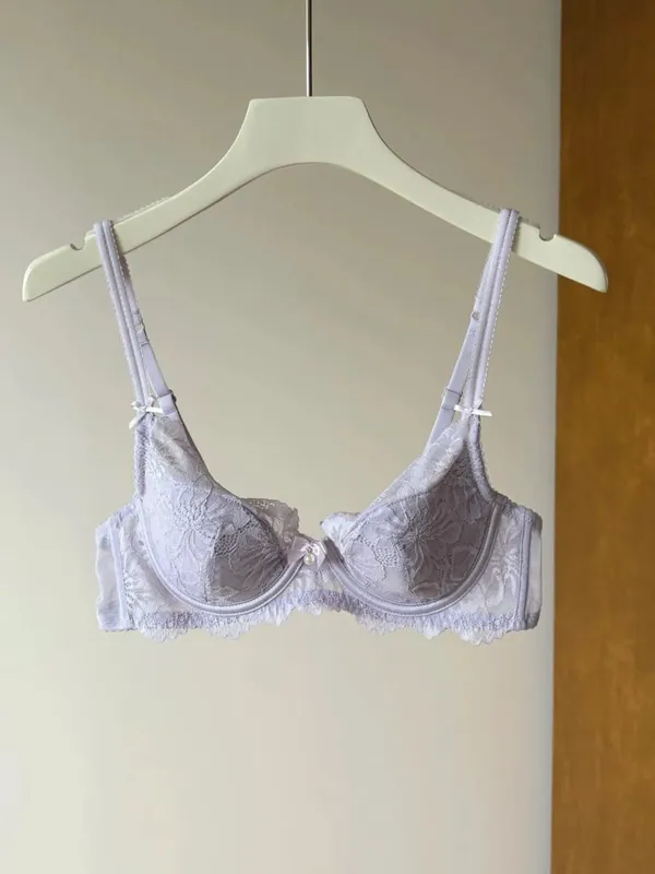 Soutien-gorge en dentelle violette pour femmes, broderie française Sexy, à armatures douces, minimiseur, Push Up, Anti-affaissement, Lingerie, brassière 32 à 38 — image 8