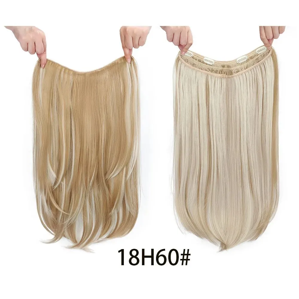 Synthetic 55CM V-shaped Hair Extension Piece Wig Long Straight Hair Female Natural Connection Seamless Clip Hair Wig Piece