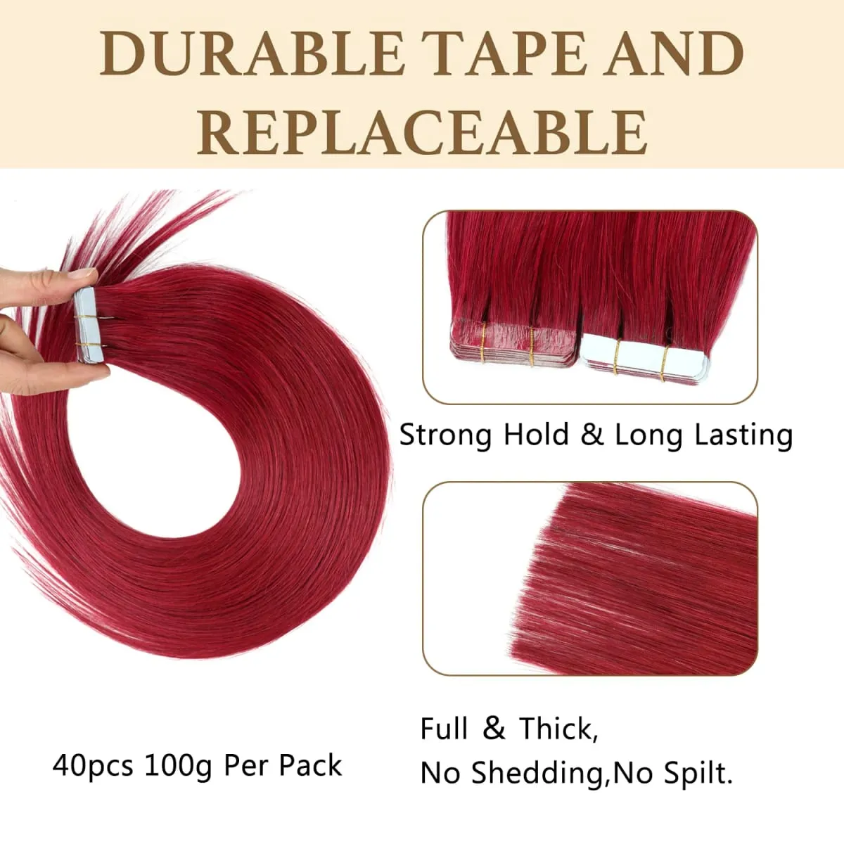 Silky Straight Tape ins Human Hair Extensions Tape in Hair Extensions Human Hair 40 Pcs/Pack Real Human Hair Tape in Extensions