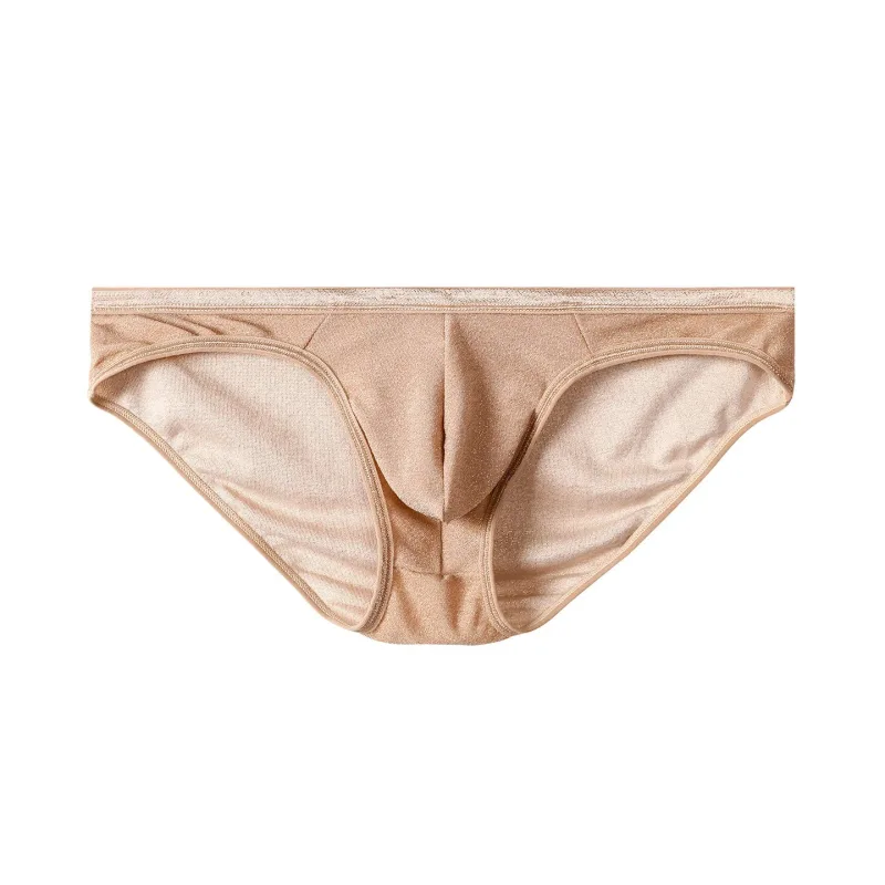 Men's Ice Silk Triangle Panties Sexy U-Shape Thin Briefs Breathable Mesh Low-Waist Underwear