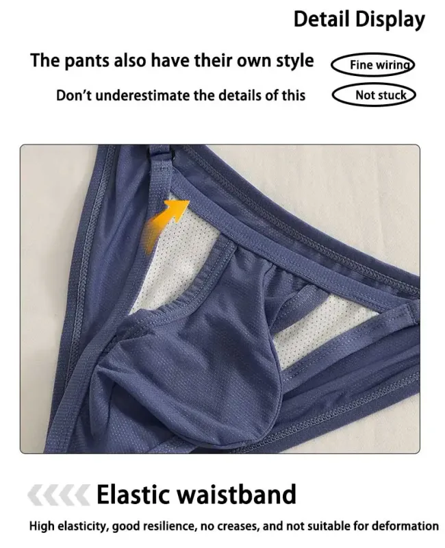Slip en soie glacée pour hommes avec devant ouvert et taille réglable - Sous-vêtements respirants sexy d'été pour un ajustement confortable — image 15