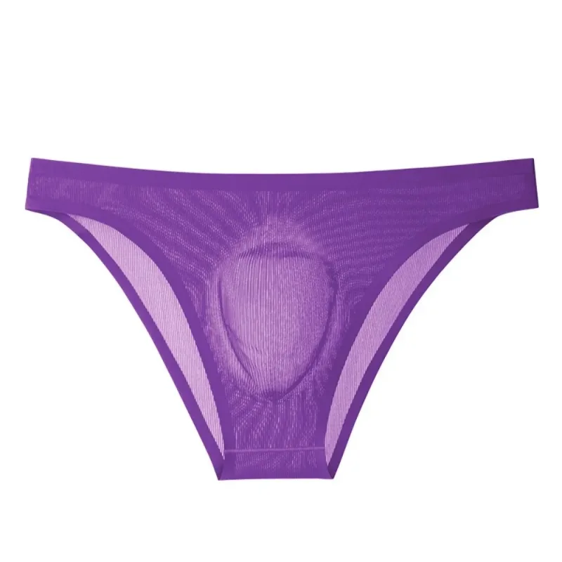 Soft Ice Silk Men's Triangle Panties Lingerie Breathable Men Thin Briefs Solid Color Large Size Underwear for Men Male