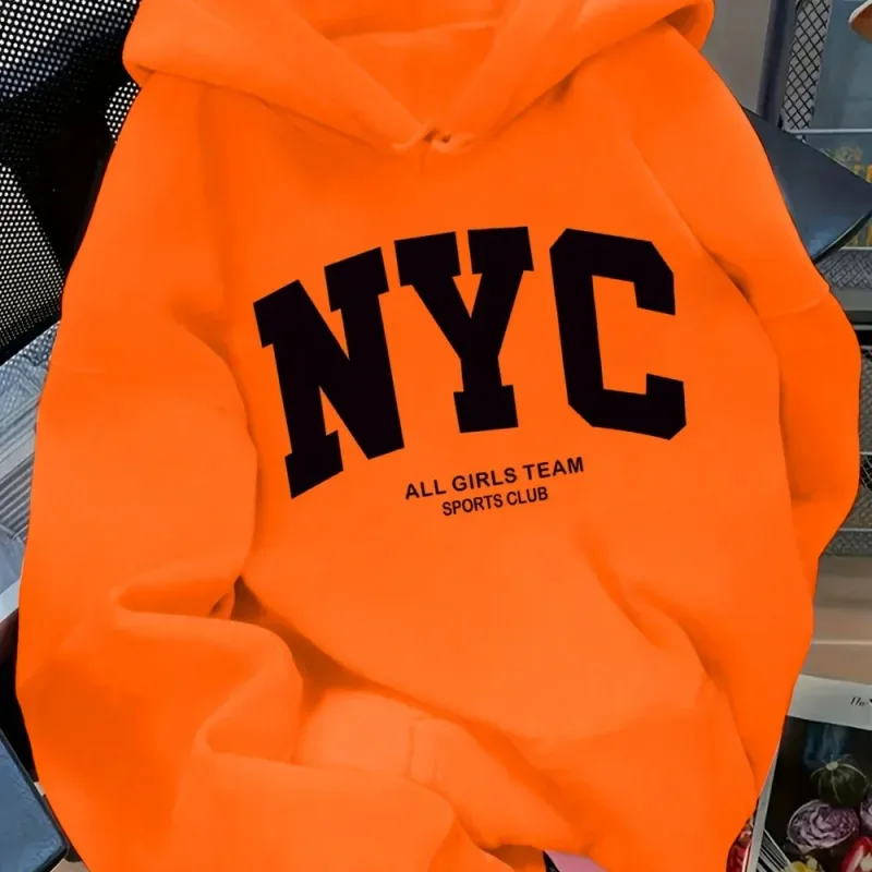 New Fall/Winter Comfortable Navy Blue New York Team Hoodie - Long Sleeve Couples' Street Style Hoodie Casual Pullover with POC — image 9