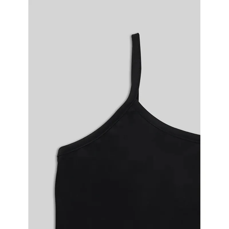 Women Alt Aesthetic Graphic Cami Top Dark Punk Heart Sleeveless Black Spaghetti Strap Crop Tank Vest