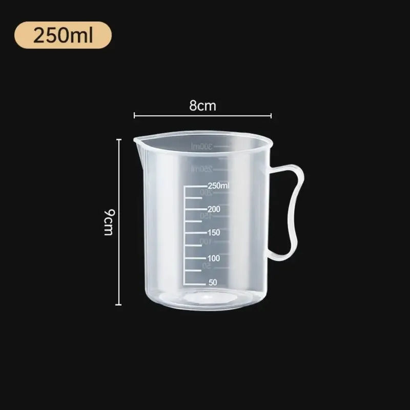 ถ้วยตวงพลาสติกโปร่งใสห้องปฏิบัติการ Beaker สำเร็จการศึกษาของเหลวเหยือกถ้วยครัวเบเกอรี่ทำอาหารการวัดขนาดคอนเทนเนอร์