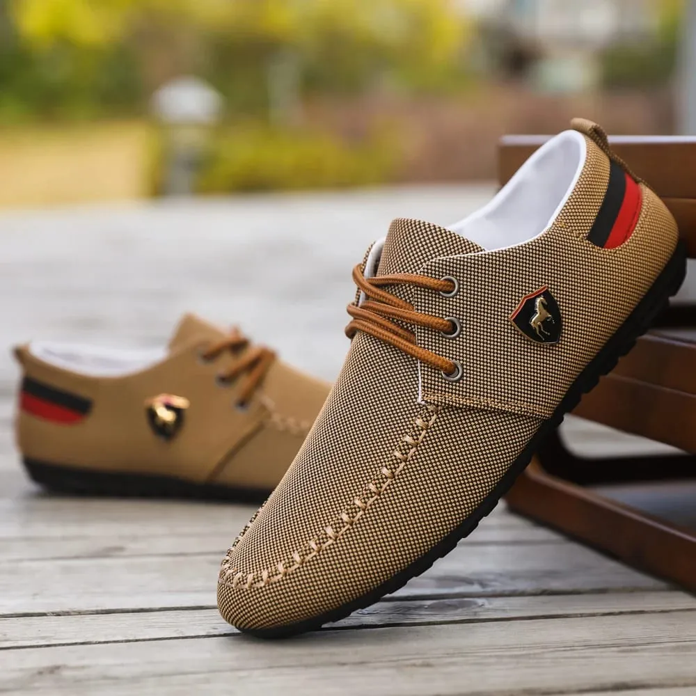 Men's Breathable Fabric Casual Loafers Soft-Soled Comfortable Lace-Up Low-Top Shoes Versatile for Daily Commuting and Light Business Wear Lightweight Wear-Resistant Non-Stuffy on the Feet Comfortable for Long Wear Suitable for Multiple Occa