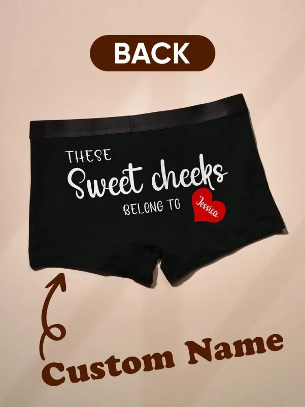 Custom Name Boxers for Men Personalized Cotton Boxer Briefs with Name on Back Gift for Him Husband Boyfriend Birthday Valentine — image 1