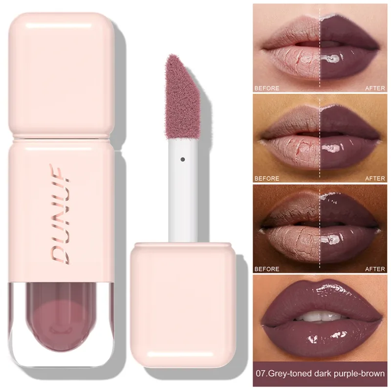 Glossy Lip Gloss Mirror Water Lip Tint Long Lasting Non-sticky Cup Liquid Lipstick Moisturizing Nude Red Brown Lip Makeup