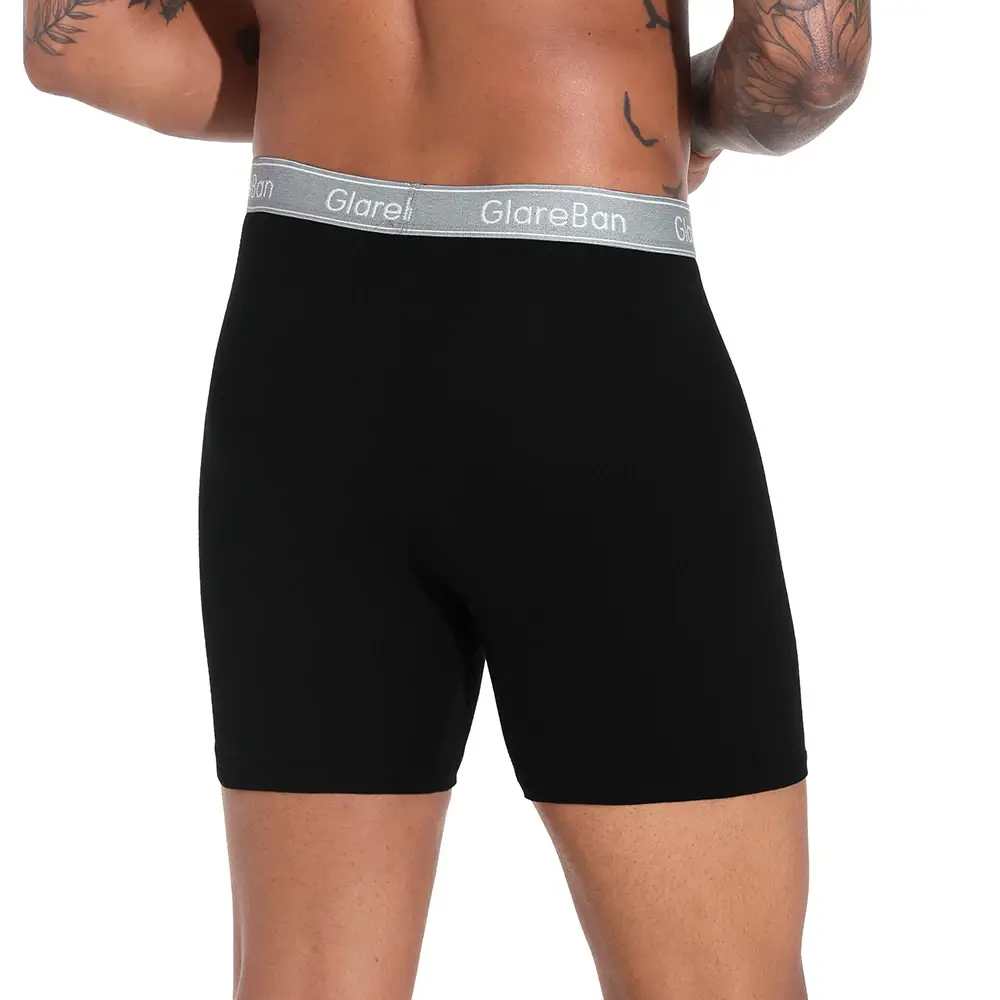 4 pièces noir longue jambe 100% coton Boxer pour hommes nouveaux sous-vêtements hommes marque culottes et caleçons pour Homme Shorts boîte Slip slips — image 8