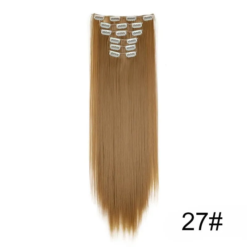 24Inch Synthetic 6pcs/set Long Straight Hair Extension Increasing Volume Extending Soft Comfortable Hairpiece for Women