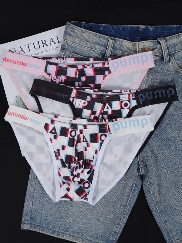 Men's Printed Briefs U Convex Pouch Elastic Waistband Letter Logo Breathable Fashion Underwear