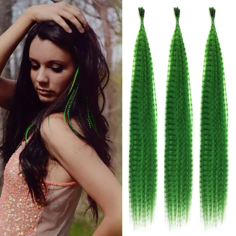 30roots farbige synthetische Feder-Streifen-Haarverlängerung, 40,6 cm, I-Spitze, Party, Cosplay, für Musik, Festival, Halloween, Weihnachten — image 10
