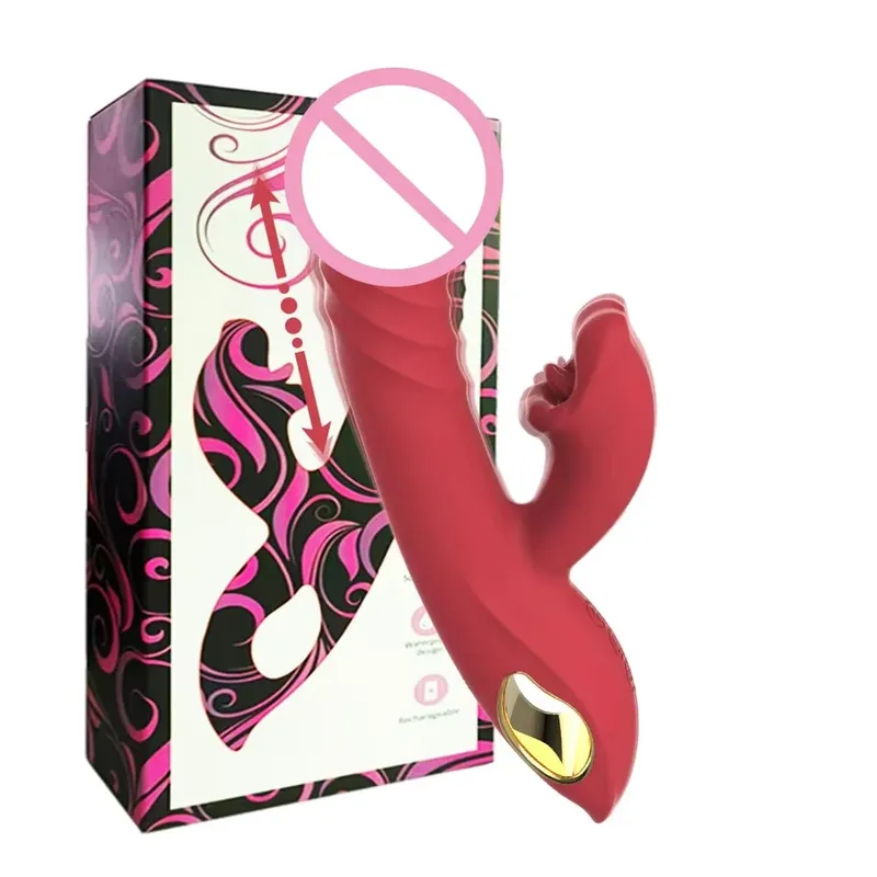 Thrusting Big Dildo Rabbit Vibrator G Spot Clitoral Mouth Biting Licking Stimulator Vagina Anal Massage Adult Sex Toys for Women