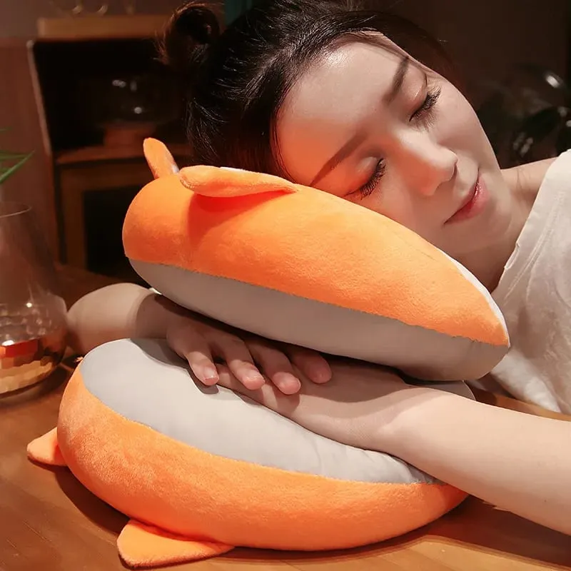 Rabbit Husky Fox Plush Nap Pillow Ice Silk Surface Cooling Sleep Cushion Office Desk Rest Pillow Home Travel Hug Pillow Gift
