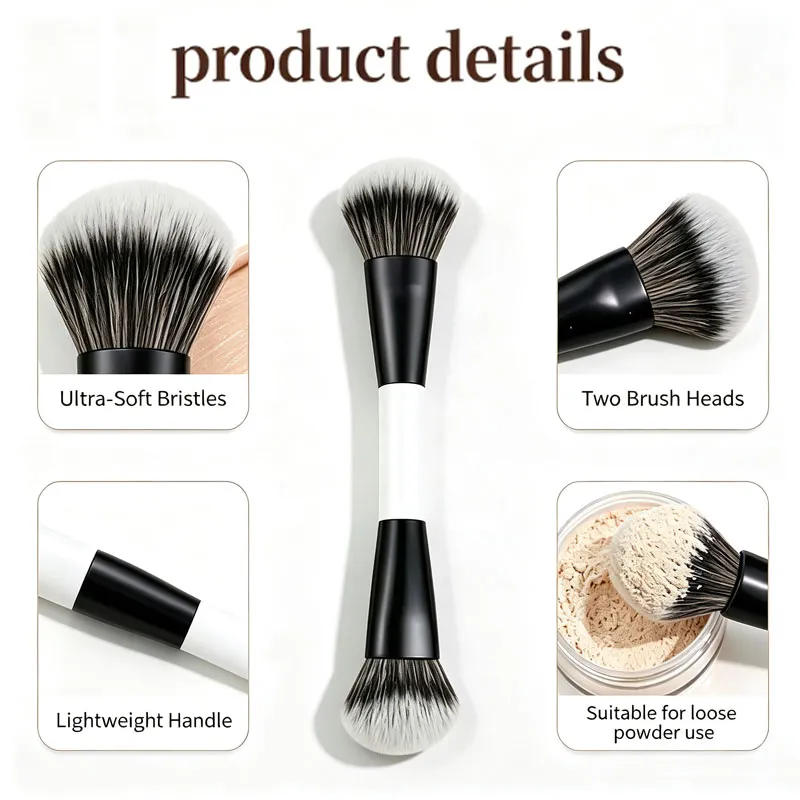 Multifunctional Make Up Brush Double Ended Angled Foundation Makeup Brushes Blush Make Up Brush Wood Handle Cosmetic Tool HZS35