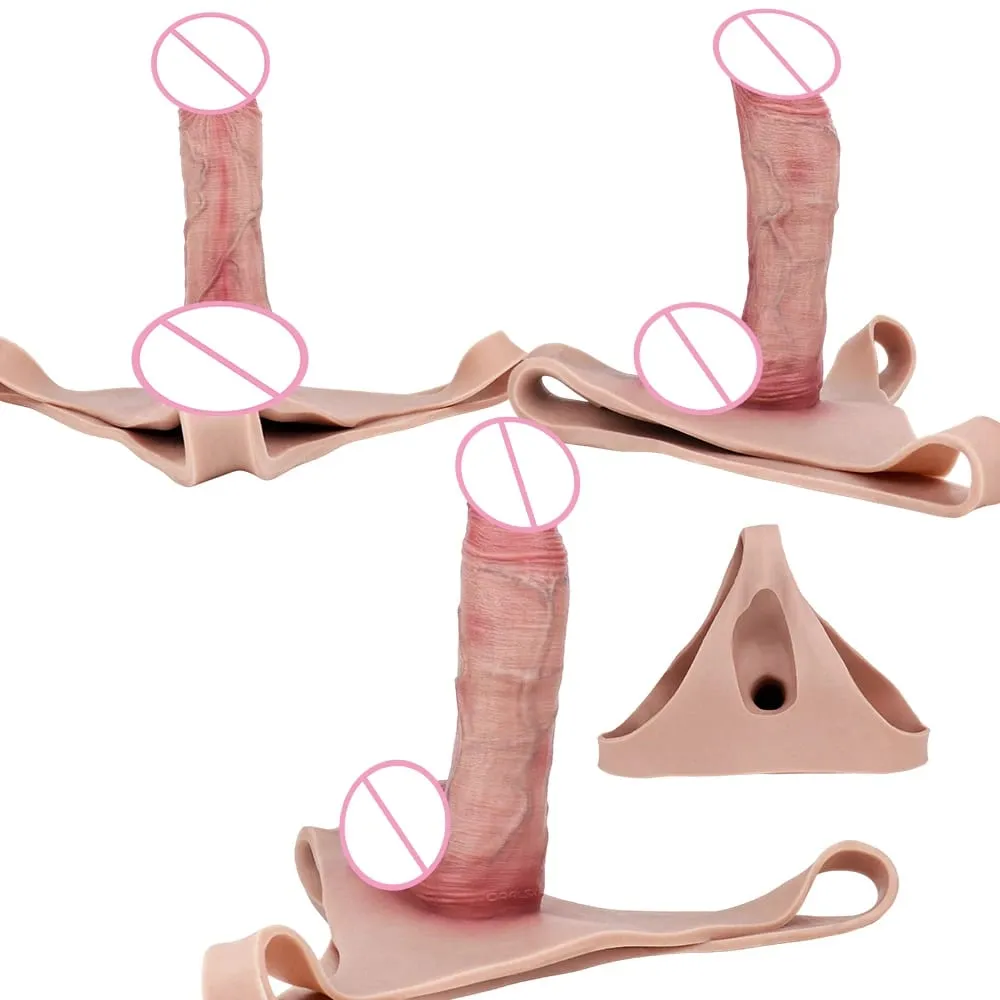Realistický rukáv na penis s vysokým pasem насадка на член Pásek na duté dildo kalhotky Silikon Dick Extender sexuální hračka pro muže — image 5