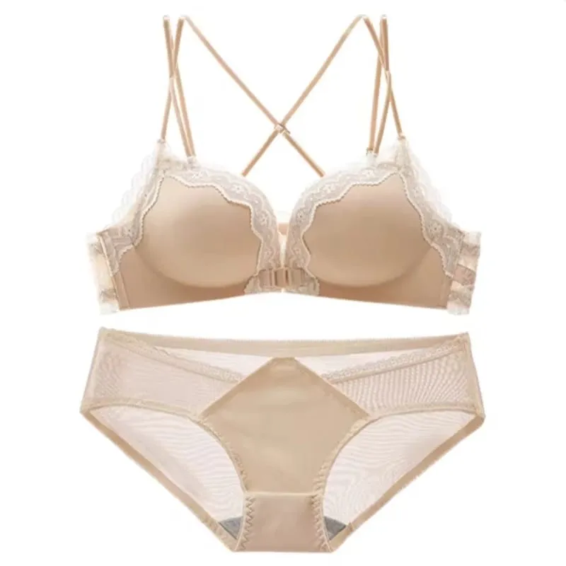 Women Bestselling Leopard Print Lingerie Set Front Closure Sexy Push Up Bra Lift Up Support Soft Daily Intimates Set