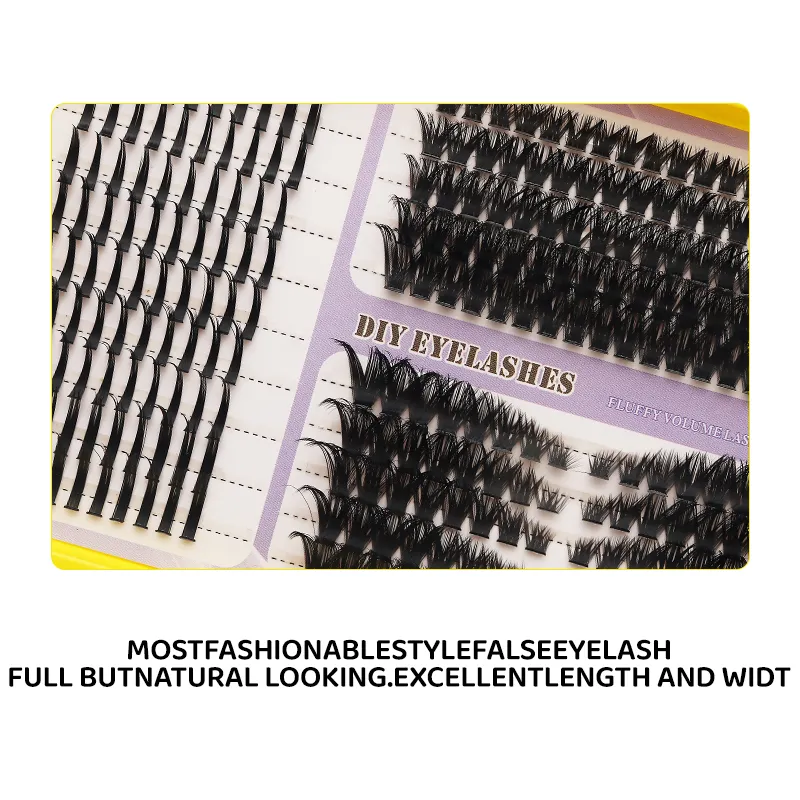 Fluffy Mixed DIY Cluster Lash Extensions 20 Rows Volume Individual Lashes Dramatic D Curl Thick Cluster Eyelashes