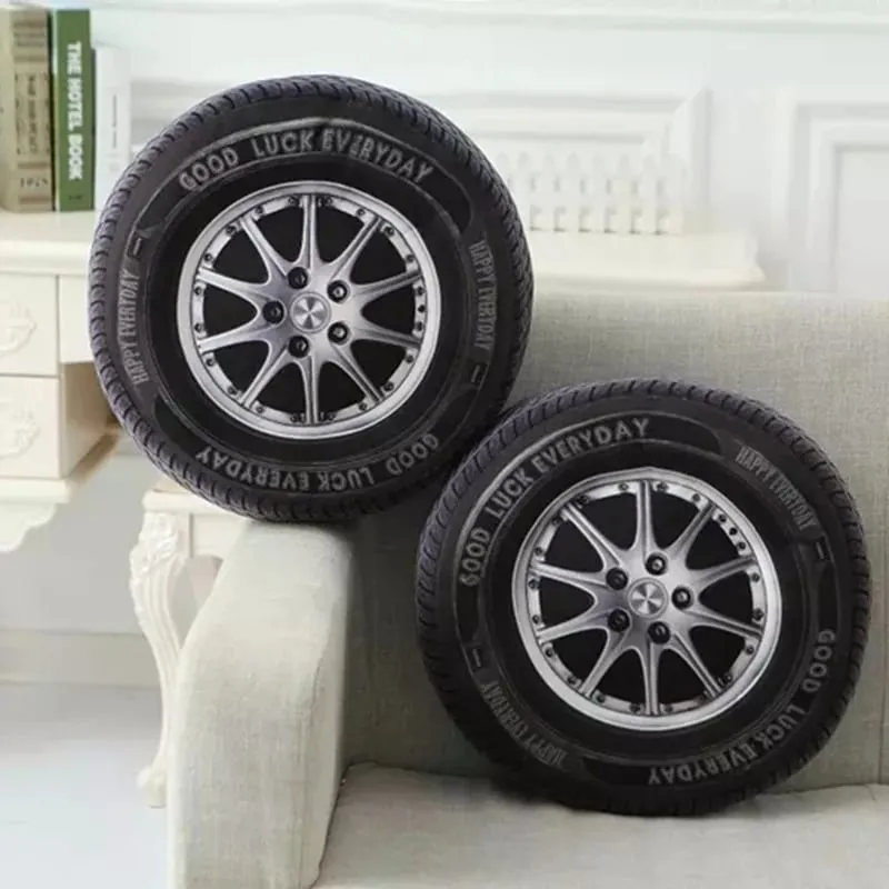 3D Simulation Car Tire Plush Pillow Realistic Printed Wheel Cushion Creative Funny Sofa Throw Pillow Auto Enthusiast Decor Gift — image 3