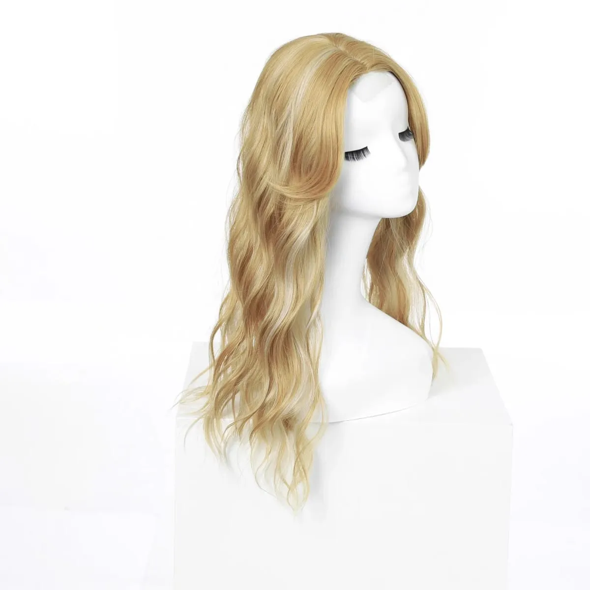 20 Inch Synthetic Long Wave Hair Topper Lace Base Hairpiece Clip on Top Hair for Women Cover Thinning Hair Breathable Wig Piece
