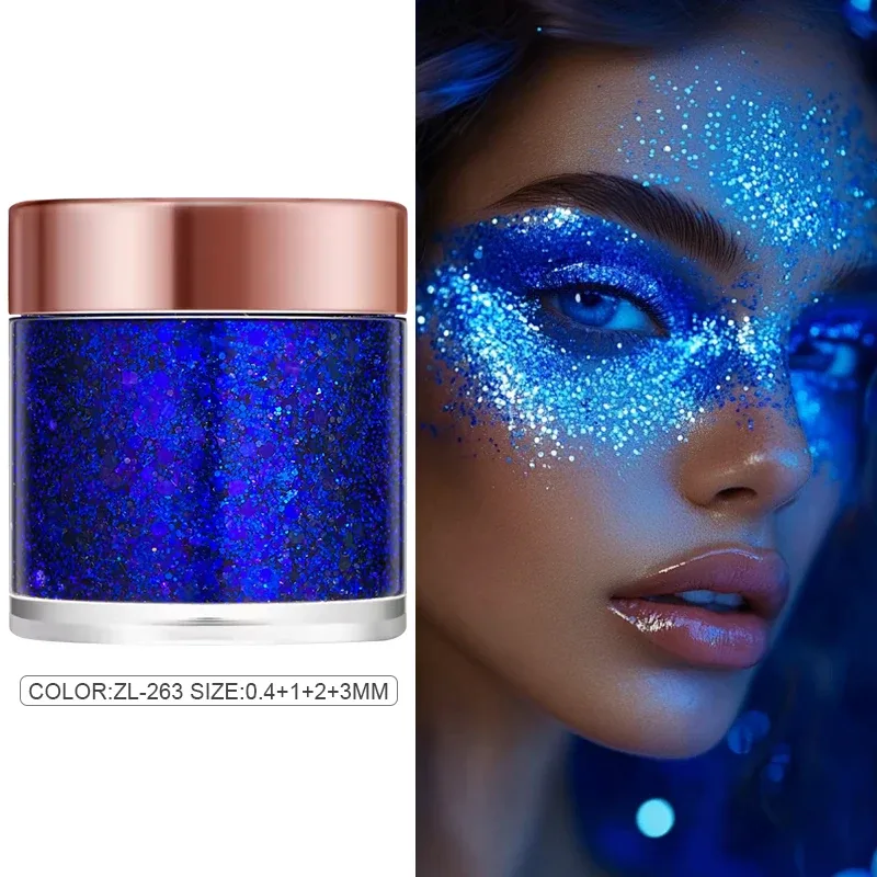 Body Face Glitter Gel Sequins for Eye & Body Hair Makeup Long-Lasting Shimmer Chameleon Gel Decorations Brighten Stage Makeup