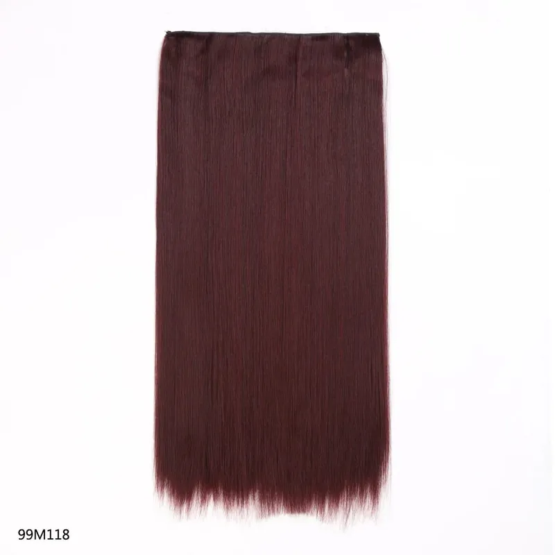 Long Straight Hair Clip In Hair Extension 5-Clips One Piece Natural Looking Synthetic Hairpiece for Women Ladies Daily Use