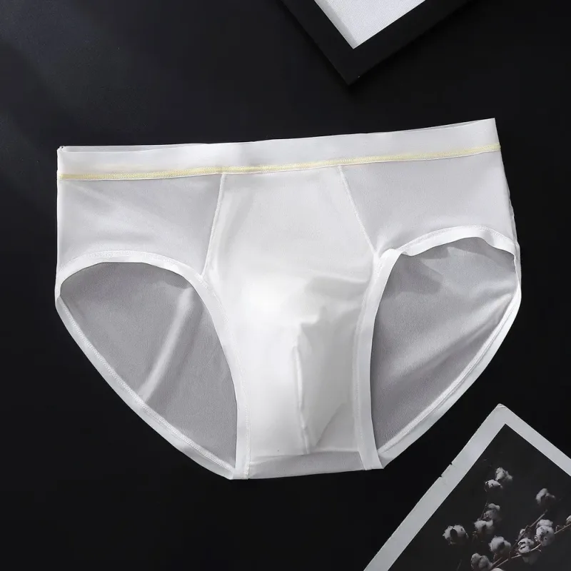 Men's Seamless Ice Silk Briefs Underwear Bulge Pouch Solid Breathable Panties Calzoncillos Hombre Slips Male Panties