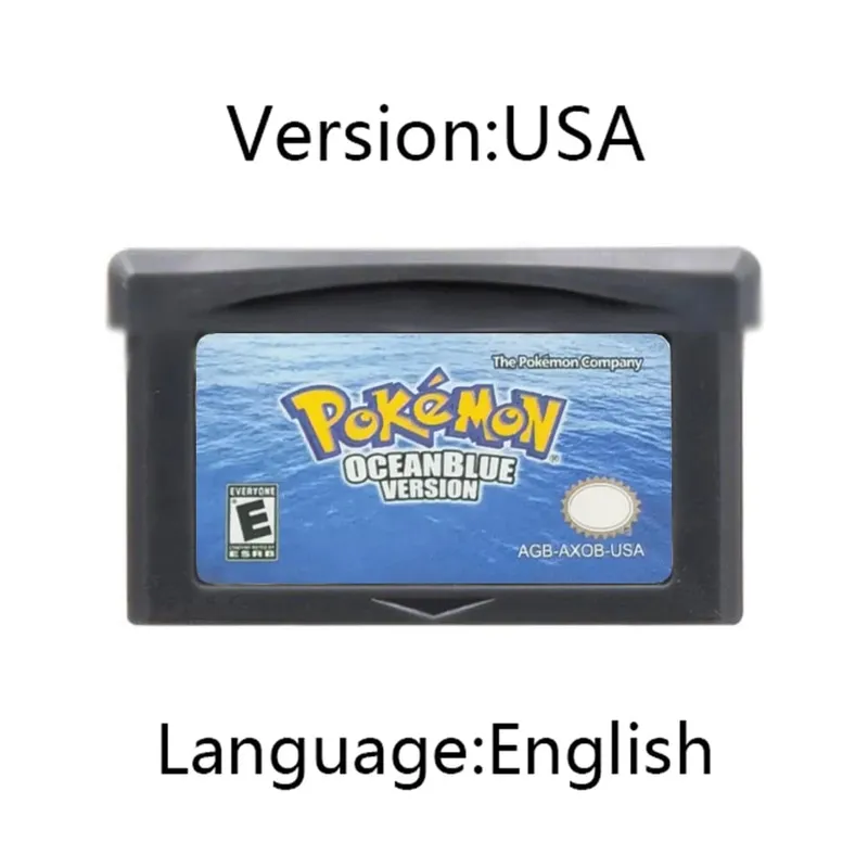 GBA Pokemon Game Cartridge 32-Bit Video Game Console Card AshGray Liquid Crystal Light Platinum Moemon Emerald Engelsk sprog