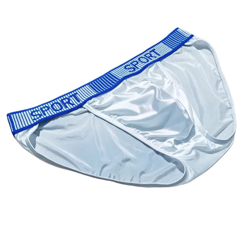 Herren-Slip mit hoher Gabel, mittlere Taille, elastisch, atmungsaktiv, U-konvexe Unterhose, Eisseide, Herrenunterwäsche, eng anliegende, seidige Shorts