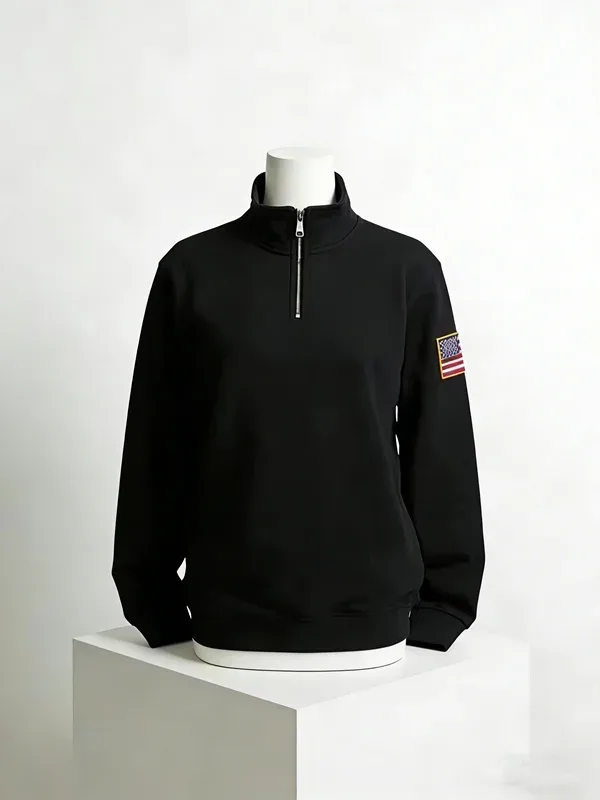 Y2K Retro Quarterzip Pullover Hoodie Pattern Embroidery Pattern Sweatshirt American Vintage Casual Streetwear Men Oversized Coat — image 4
