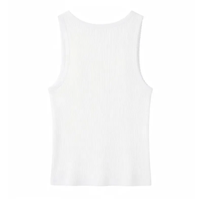 Women's Sleeveless Tank Top - Chili Embroidery Round Neck Ribbed Vest 2026 Summer Sweet Casual
