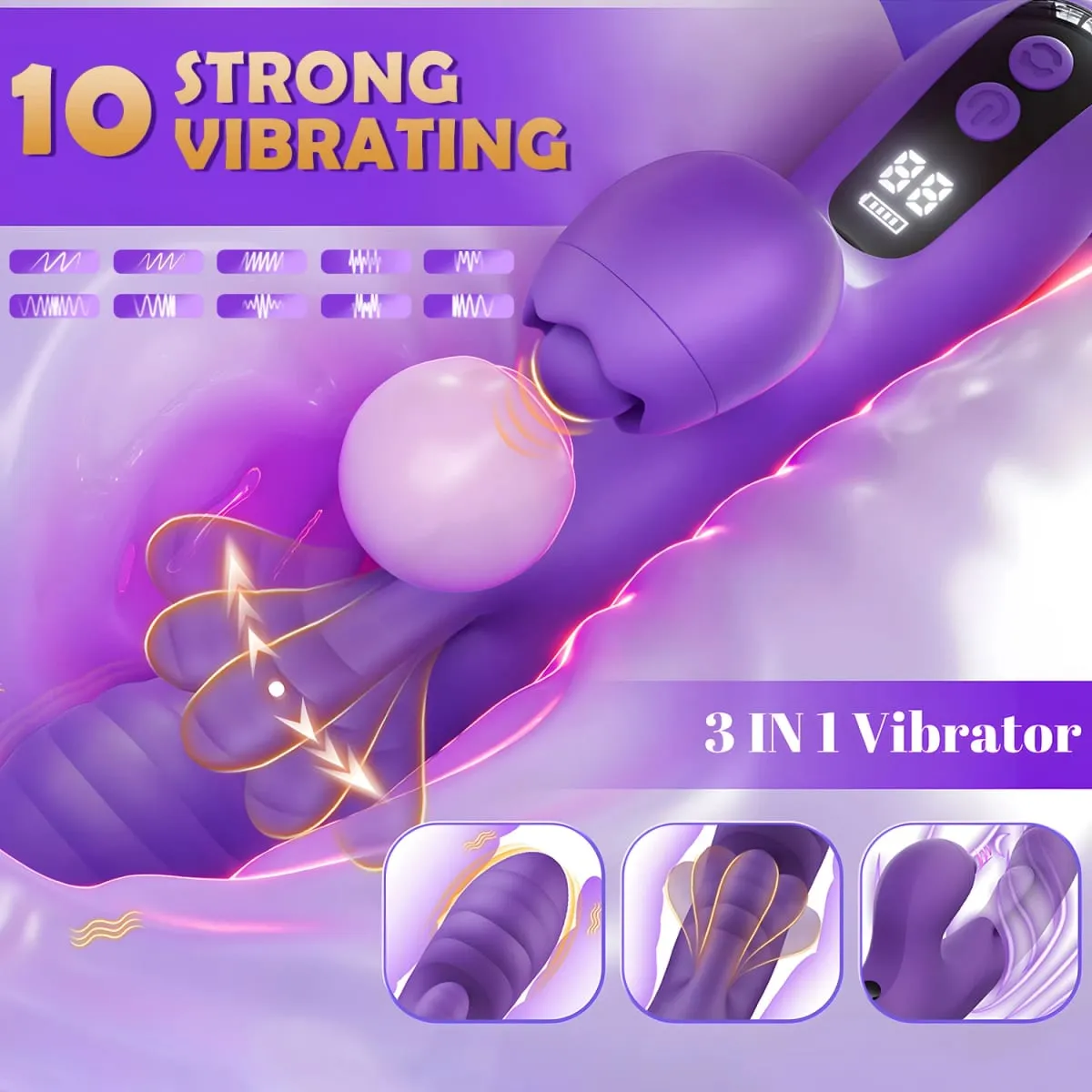 3 IN 1 Tapping Flapping Vagina Rabbit App Control Vibrator for Women Wiggle Tongue G-Spot Masturbator Adult Sex Toys for Women