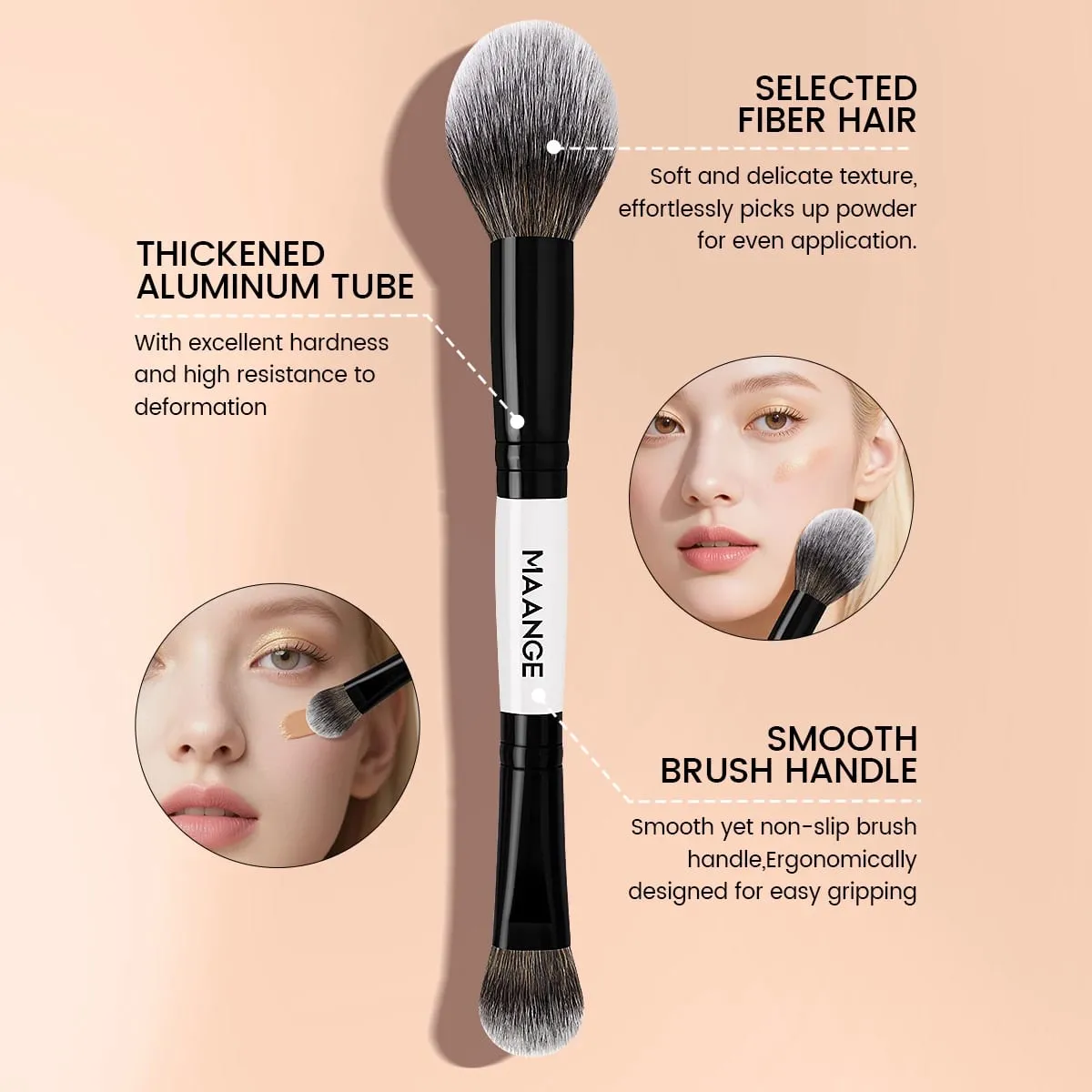 Makeup Brushes Foundation Contour Conceal 3pcs Angled Synthetic Kabuki Brushes for Blending Liquid Cream Powder Cosmetic