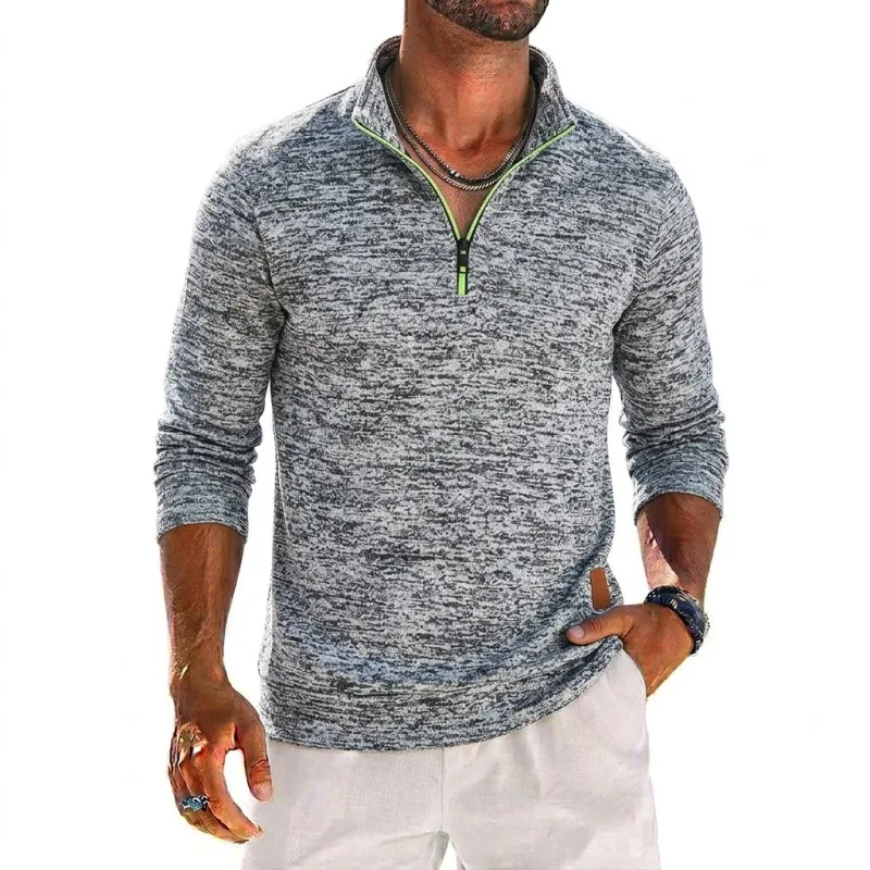 Long Sleeve Quarter Zip Men's Sweatshirt Solid Pullover Man Zip Up Hoodies for Man Casual Mens Coats Male Sweatshirt Poleron Men