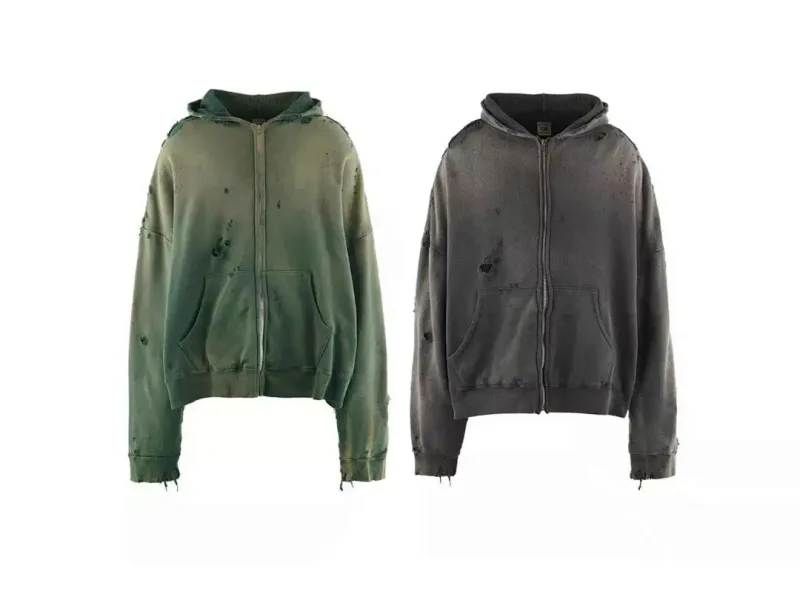 26FW SAINT x Ber B J Co-brand Big Logo Printed Women Men Washed Hooded Sweatshirt Hoodies Vintage Distressed Men Casual Hoodie