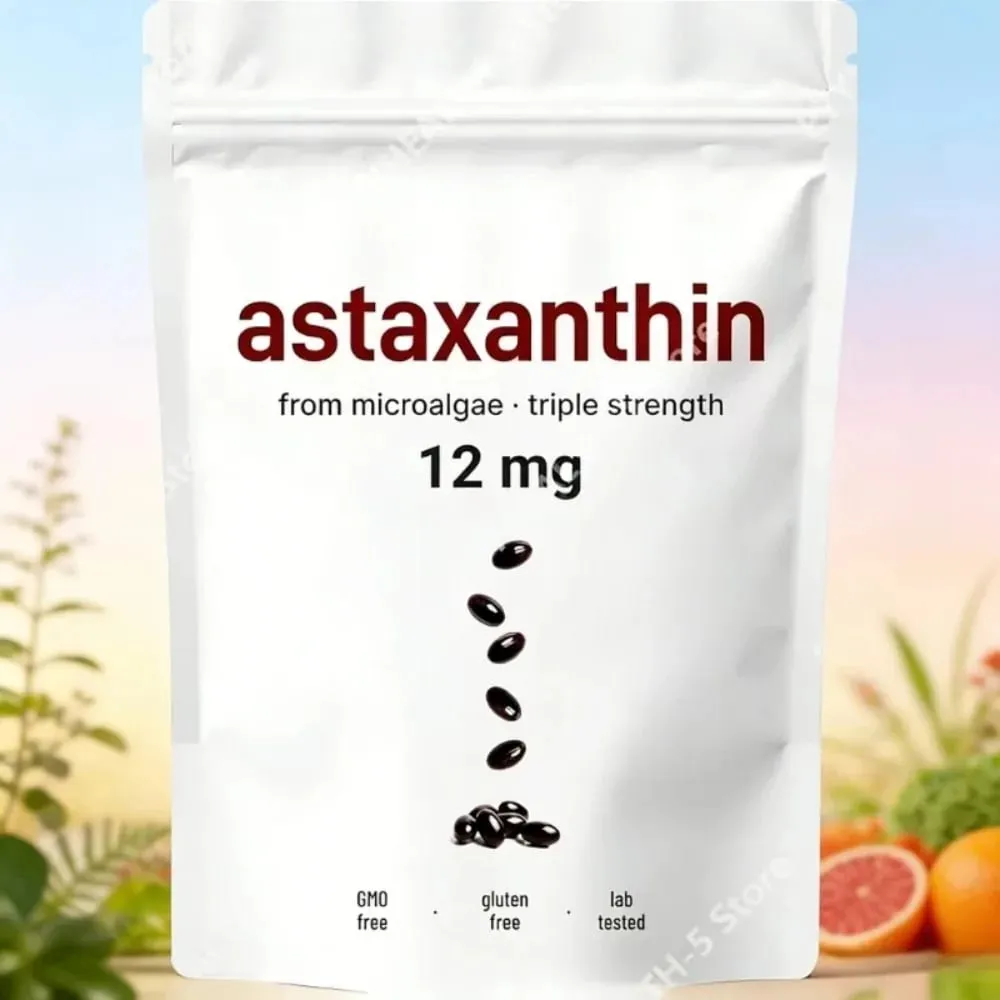 Astaxanthine 12 mg gélules – Soutien antioxydant quotidien sans OGM, sans gluten, sans soja, 120 gélules pour adultes