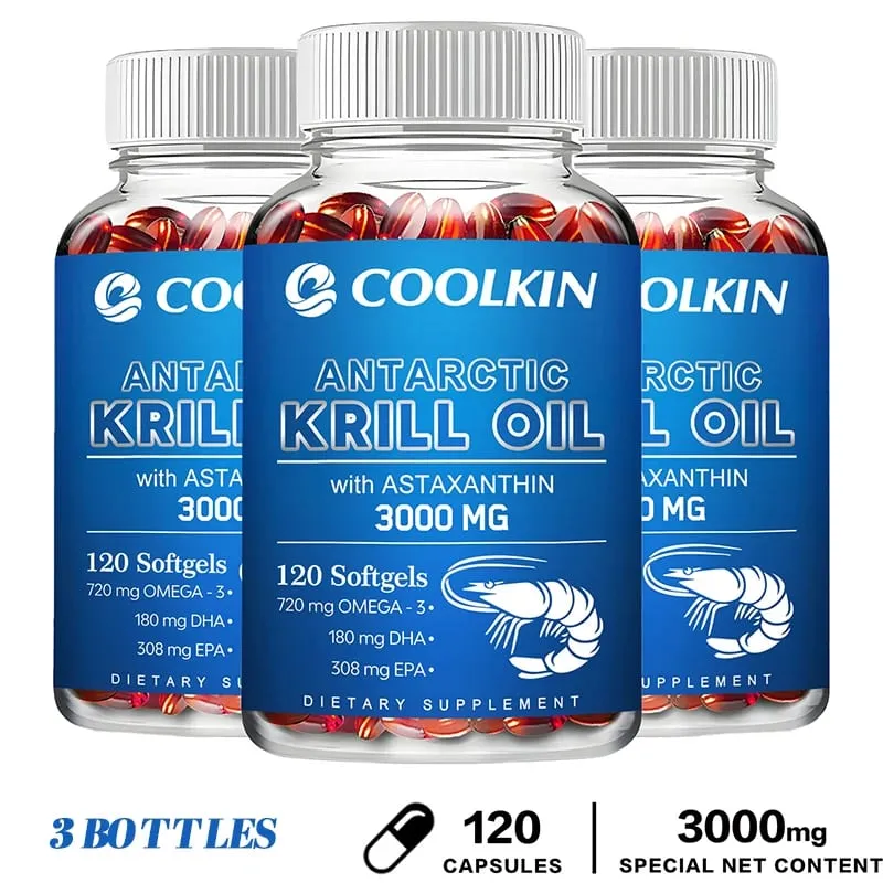 น้ำมันแอนตาร์กติกคริลล์ 3000 มก. - Omega-3 EPA DHA แอสตาแซนธินธรรมชาติ ความแข็งแรงสูงสุดสำหรับสุขภาพหัวใจและข้อต่อ