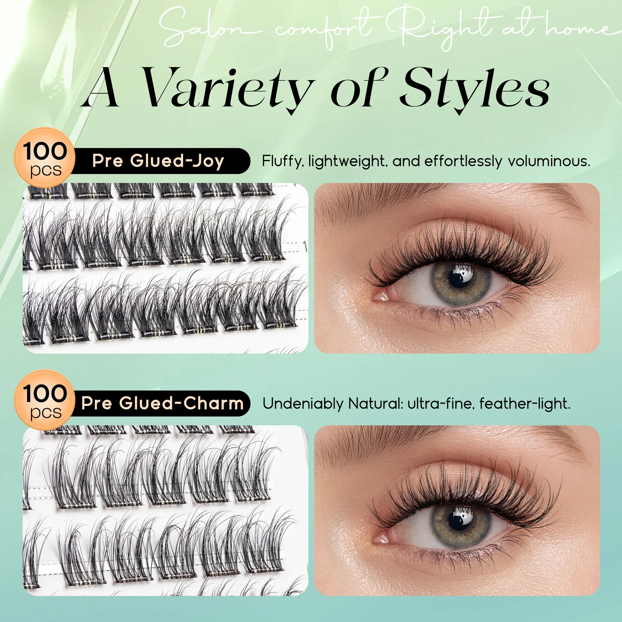 Self Adhesive Eyelashes No Glue Needed Lashes 10‑16mm Pre Glued Cluster Lashes D Curl Soft Natural Press on Lashes — image 7