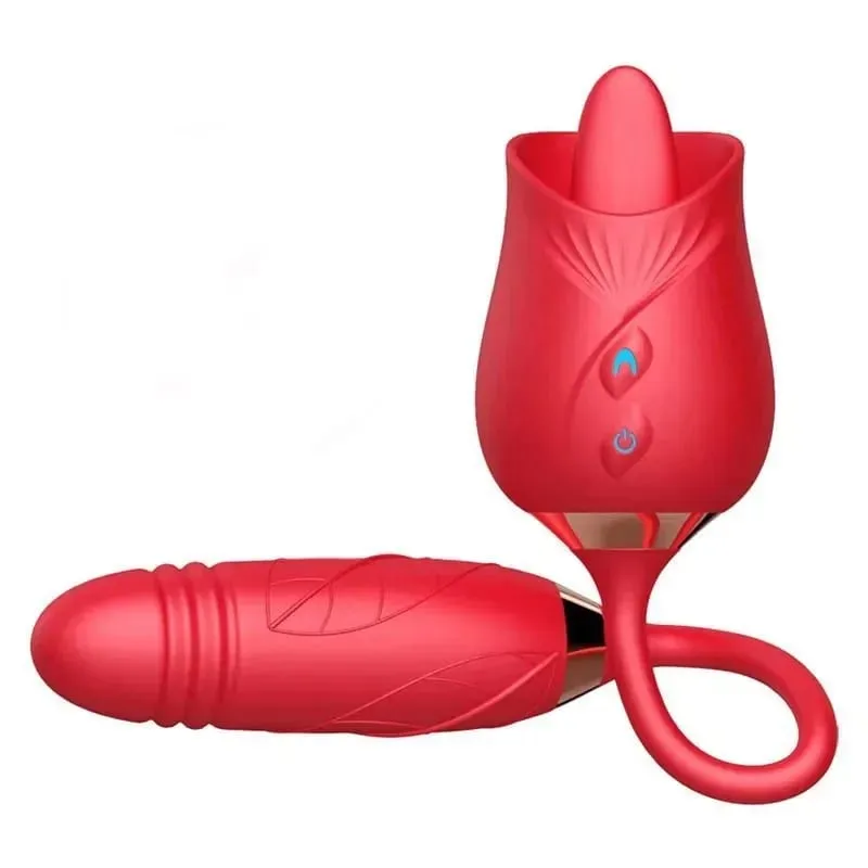 Rose 3in1 Sucker Vibrator for Women Telescopic Clitoris Stimulator Dildo Licking Vagina Massager Masturbator Sex Toys for Women