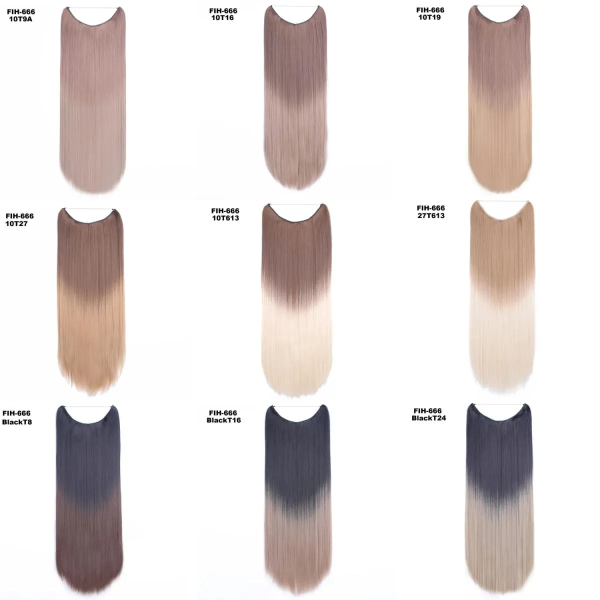 Jeedou Invisible Hair Extension Multi Color Ombre Wire One Piece Straight Wavy Synthetic Heat Resistant Hairpiece for Women