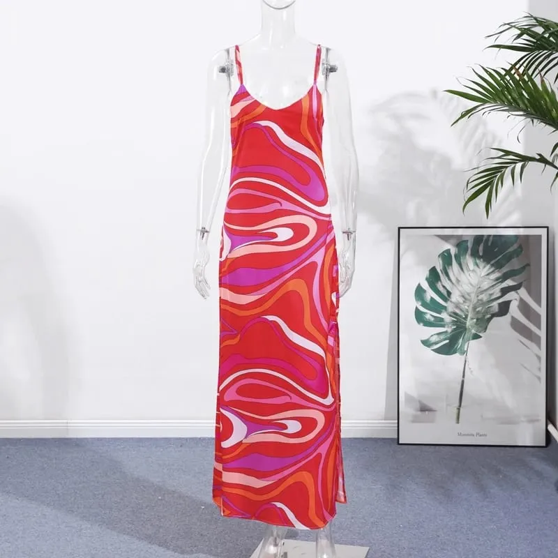 Robe longue imprimée à la mode pour femmes, élégante, sans manches, dos nu, Slim, moulante, Maxi, Chic, Robes de plage, de fête, d'été — image 8