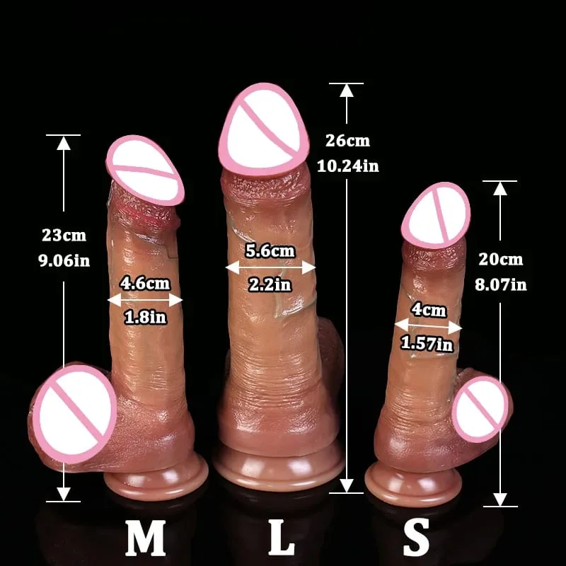 Realistic Soft Sliding Foreskin Double Penetration Dildo with Suction Cup for Vaginal & Anal Masturbation Female Sex Toy Fake Ma