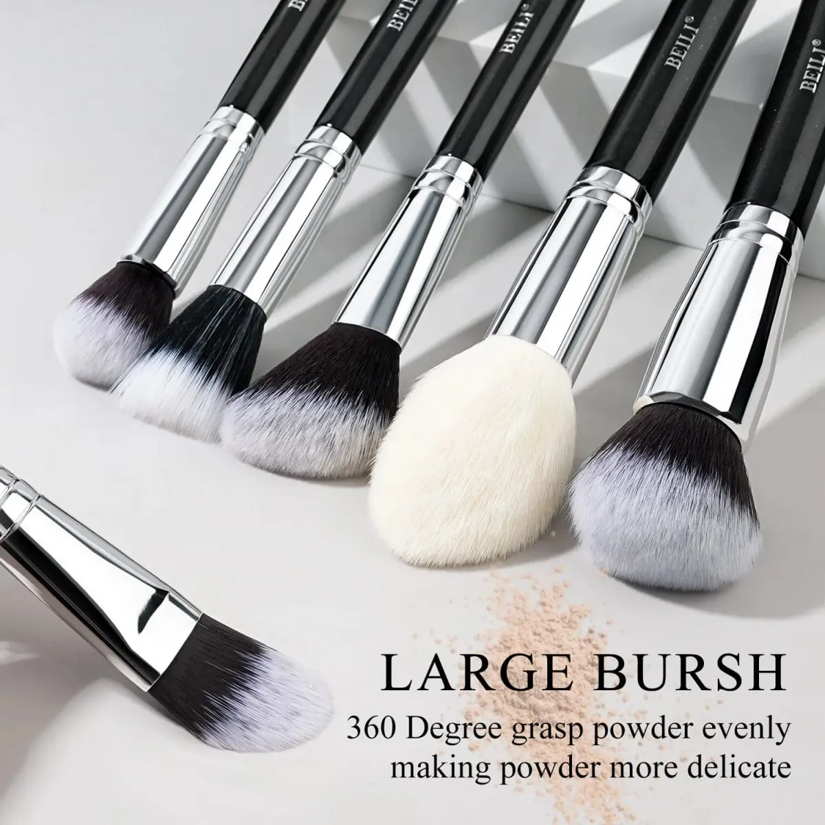 Black Professional Makeup Brush Set Natural Goat Hair Foundation Contour Eyeshadow Beauty Tools for Perfect Application