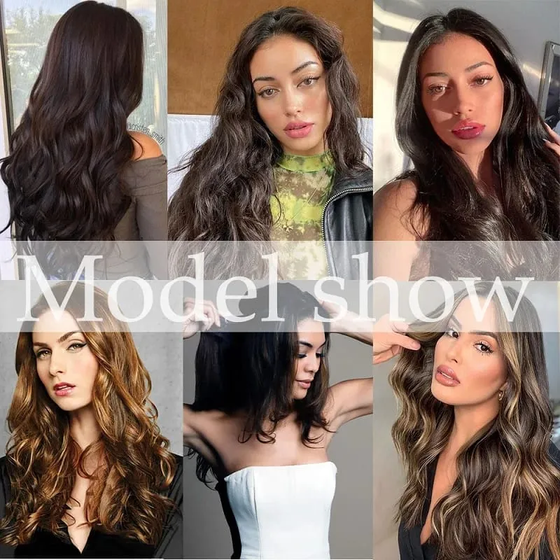 20Inch Synthetic Long Curly Wavy Hair Extension Fluffy Increase Volume Extension Hairpiece for Women Daily Use