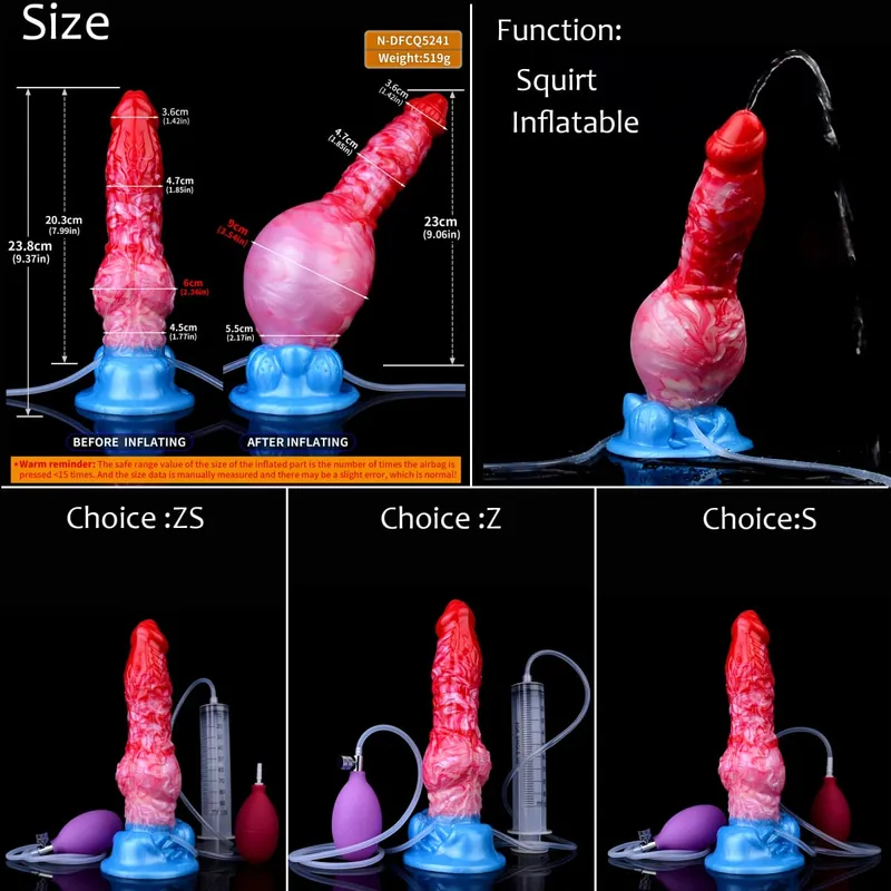 Gode ​​gonflable en Silicone avec nœud d'éjaculation, circonférence réglable, fantaisie, pénis de cheval, jouets sexuels pour adultes, dilatateur Anal