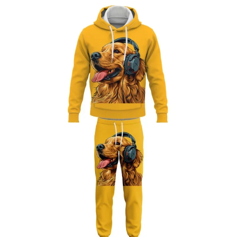 Fashion Animals Dog 3D Printed Autumn Hoodie Suit Men Sweatshirts Sweatpants Casual Two Piece Tracksuit Set Men's Clothing