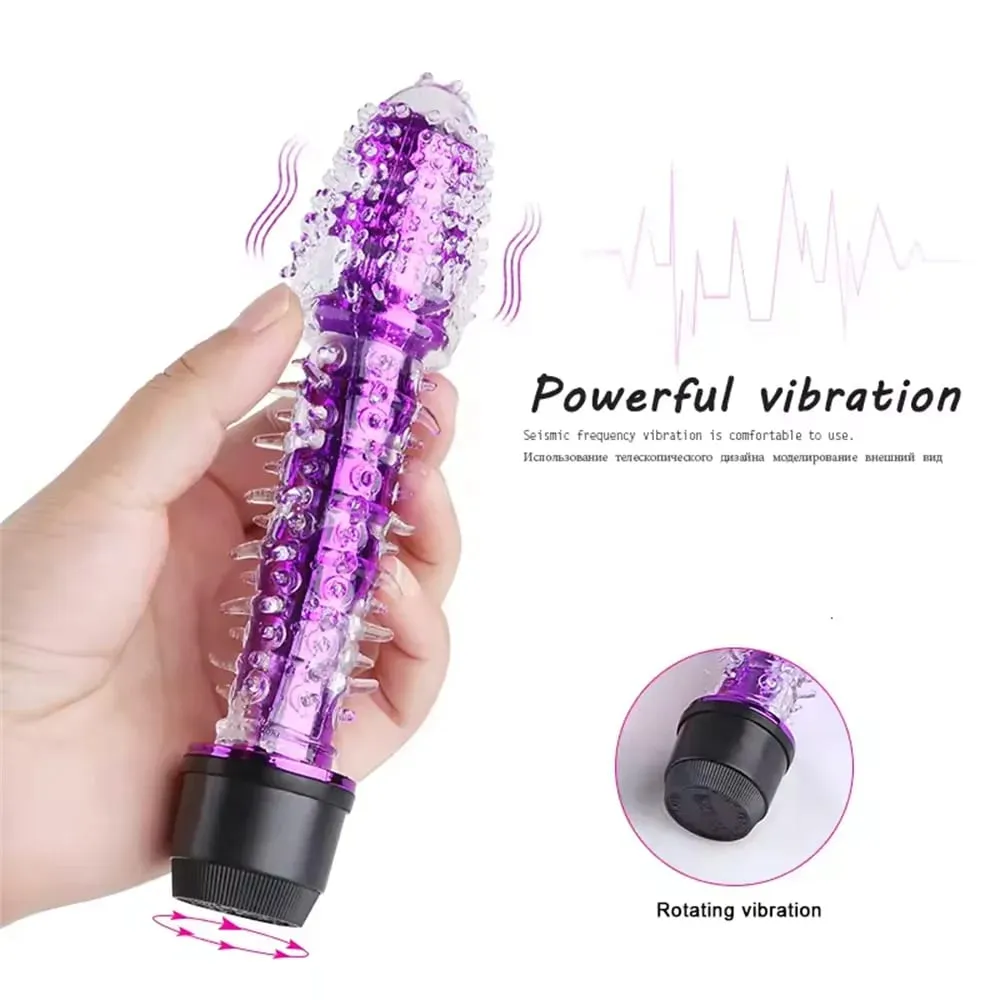 Small Bald Vibrators G-Spot Vibrator for Women Realistic Jelly Dildo with Thorn Dragon Beard Clitoris Stimulator Adult Sex Toys