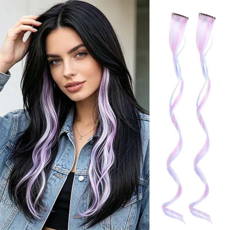 Ce Cream - Toned Pink Lavender Clip-in Hair Pieces 2Pcs Synthetic Fiber for Cosplay & Casual Look Soft & Vibrant Color — image 8