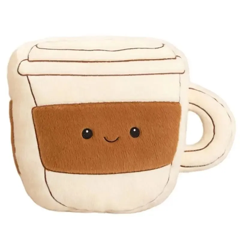 U13F Coffee Bean Plush Doll Soft Short Plush Pillow with PP Cotton Filled Decorative Throw Pillow for Bedroom Couch Desk