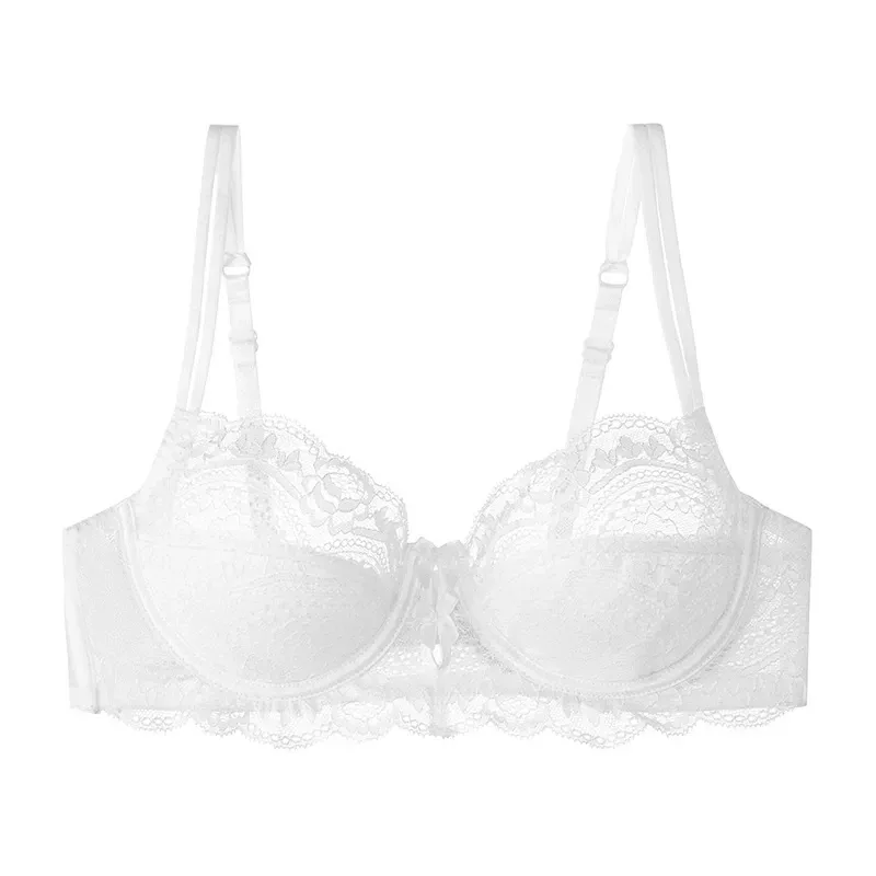 Trendy Lace Minimizer Lingerie Set DE Cup Large Bust Large Size Thin Cup Underwire Anti Sagging Comfy No Show Women Underwear